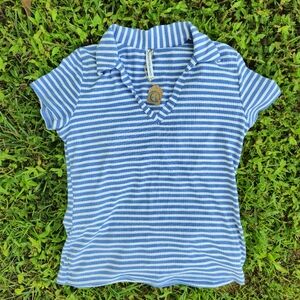 Y2K V-Neck Collared Shirt Size L